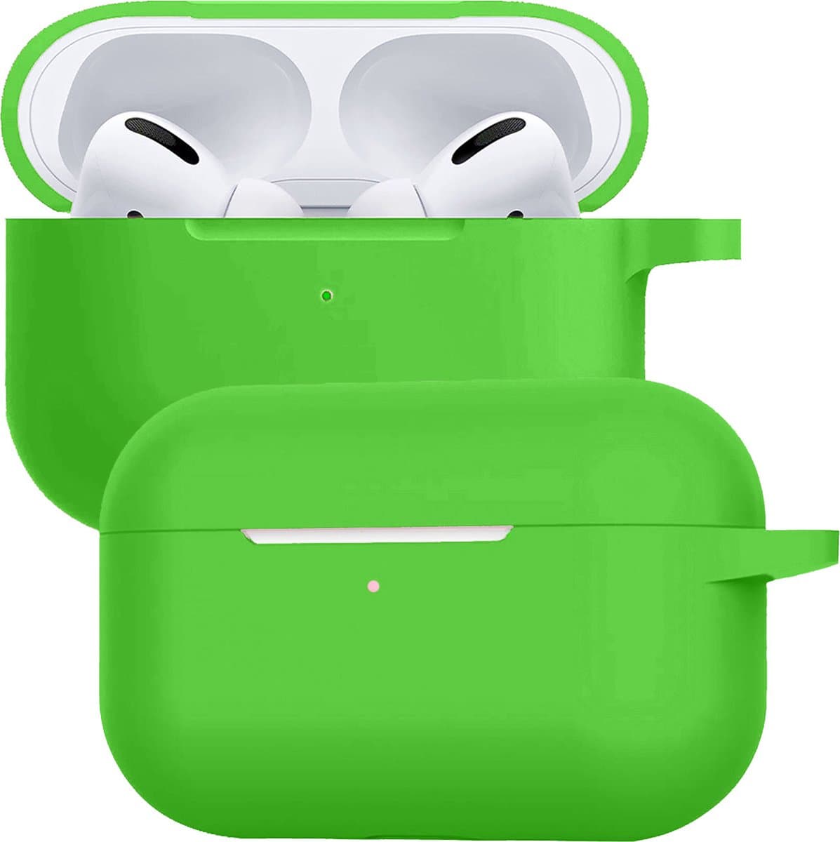 Case - Geschikt voor Apple AirPods Pro 2 - Siliconen Hoes met Clip - Silicone Hoesje Cover - Groen — afbeelding 1