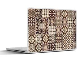 Laptop sticker - 13.3 inch - Retro - Patronen - Bruin - Bloemen - Abstract - 31x22,5cm - Laptopstickers - Laptop skin - Cover