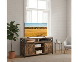 Modern Industrieel TV-Lowboard 147 cm | TV-Kast voor Televisies tot 65 inch | Verstelbare Planken & Ruim Opbergmeubel | Vintage Bruin & Zwart | Furniture Land
