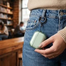 Groen transparant hoesje voor oordopjes met sleutelring – schokbestendige beschermhoes geschikt voor AirPods Pro 3 — thumbnail 4