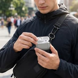 Grijs transparant hoesje voor oordopjes met sleutelring – schokbestendige beschermhoes geschikt voor AirPods Pro 3 — thumbnail 4