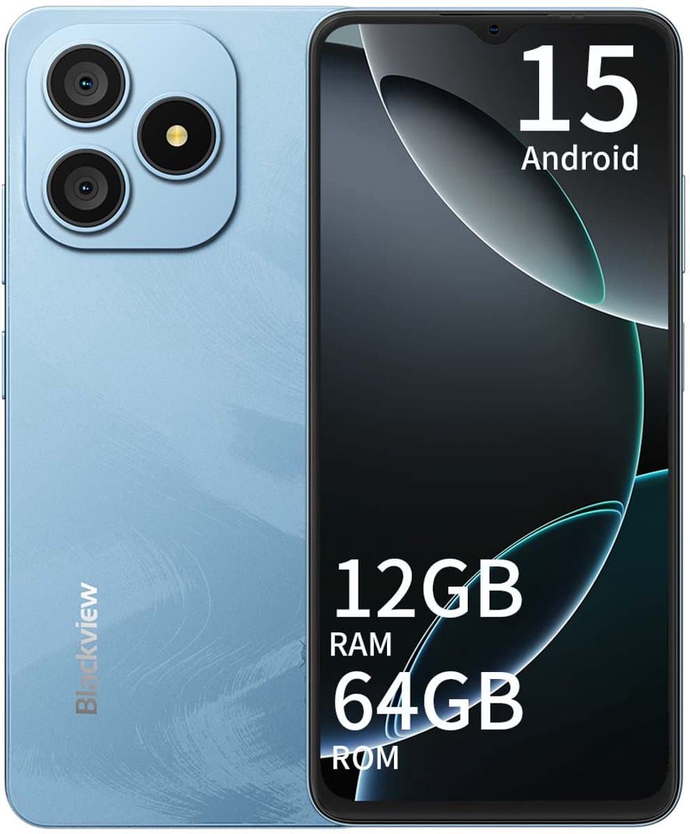 Blackview WAVE 9C Smartphone 4G - 12GB RAM - 64GB ROM - 6,56 inch - Android 15 - 5000 mAh - Dual SIM - GPS - OTG - blauw — afbeelding 1