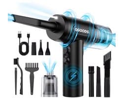 2-in-1 Auto Stofzuiger - Zuigen & Blazen - Kruimeldief - 7 Opzetstukken - Oplaadbaar - Handstofzuiger - Airduster - Zwart