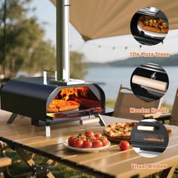 Trexxo - Oven - Pizza Oven - Buiten Oven - Roterende pizza steen - Pizza Cutter - Pizza Spatula - Mini Oven - Stainless - Zwart — thumbnail 5