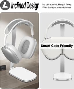 Headsethouder, robuuste hoofdtelefoonsteun voor AirPods Max, hoofdtelefoonaccessoires voor op het bureau, gemaakt van aluminium, ABS en siliconen - wit — thumbnail 5