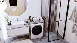Hoge Kast Boven Wasmachine en Droger - Wastoren Opbergrek voor Badkamer — thumbnail 3