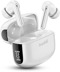 Buddi Draadloze Oordopjes - Bluetooth Oordopjes - Oortjes Draadloos - Noise Cancelling - LED Display - Met Microfoon - Touch Controls - ANC + ENC - Wit — thumbnail 1