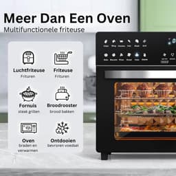 Luxe Heteluchtoven – Airfryer – Multifunctionele Combi Oven – Alles in één – 26L Inhoud – 12 Automatische Programma’s – LED Display – Zwart — thumbnail 4