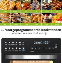Luxe Heteluchtoven – Airfryer – Multifunctionele Combi Oven – Alles in één – 26L Inhoud – 12 Automatische Programma’s – LED Display – Zwart — thumbnail 2