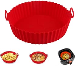 Siliconen airfryer bakr - Siliconen airfryer schaal - Airfryer siliconen bakvorm -Herbruikbare siliconen airfryer bak - Siliconen bakmat voor airfryer - Siliconen bakvorm voor airfryer - bakmandje - 17.5 cm diameter - herbruikbare ovenbakvorm — thumbnail 1