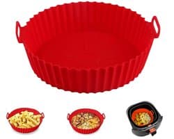 Siliconen airfryer bakr - Siliconen airfryer schaal - Airfryer siliconen bakvorm -Herbruikbare siliconen airfryer bak - Siliconen bakmat voor airfryer - Siliconen bakvorm voor airfryer - bakmandje - 17.5 cm diameter - herbruikbare ovenbakvorm