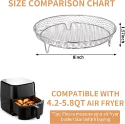 3 Stuks Rvs Airfryer Rack Ronde Stapelbare Rosten 304 Rvs Geschikt Voor 4.2 Tot 5.8 Liter Airfryers Als Ovenroosters En Droogrekken — thumbnail 6