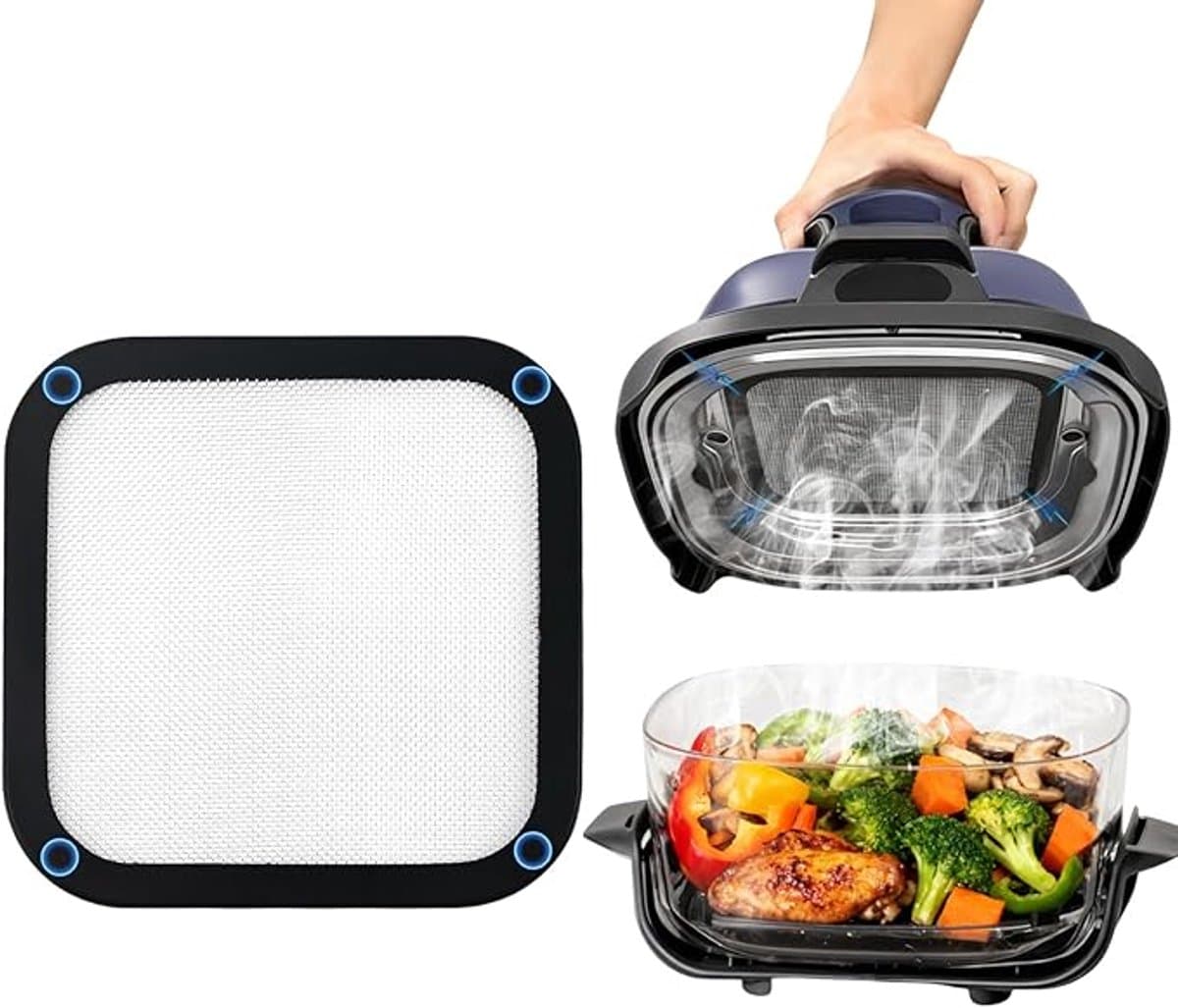 Anti-spat Air Fryer voor Ninja CRISPi FN101EUGY, FN101EUST en FN101EUSG, FN101EUSG roestvrijstalen spatbord, effectieve bescherming van de verwarmde spiraal — afbeelding 1
