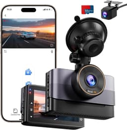 SNJY® Dashcam voor Auto - Auto Camera - Dashcam Voor en Achter Draadloos - 4 K - 64 GB - Zwart — thumbnail 1