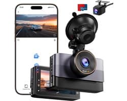 SNJY® Dashcam voor Auto - Auto Camera - Dashcam Voor en Achter Draadloos - 4 K - 64 GB - Zwart