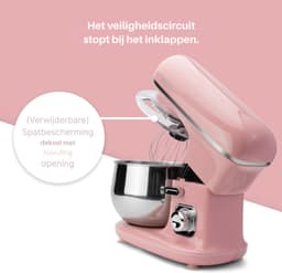 Florixa® Mixer met Mengkom - Keukenmachine - Keukenrobot - Inclusief Accessoires - Roze- ‎21cm x 35cm x 22cm — thumbnail 2
