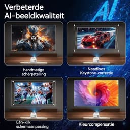 Mini beamer - XNAN smart projector - Android 11 - WiFi 6 - Bluetooth - 4K ondersteuning - 720p native - automatische keystone - draagbare home cinema beamer - handmatige focus - 40 tot 120 inch - 1 tot 4 m projectieafstand - compact formaat - wit — thumbnail 4