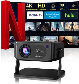 Mini beamer - XNAN smart projector - Android 11 - WiFi 6 - Bluetooth - 4K ondersteuning - 720p native - automatische keystone - draagbare home cinema beamer - handmatige focus - 40 tot 120 inch - 1 tot 4 m projectieafstand - compact formaat — thumbnail 1