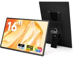 Draagbare Monitor 16 inch 1200P FHD IPS Uitklapbaar Scherm voor Laptop PC Mac Telefoon