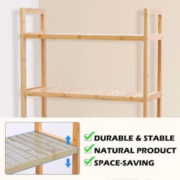 Wasmachinekast Bamboe – Opbergrek Boven Wasmachine – Toiletrek 170 cm – Ruimtebesparende Badkamer Organizer — thumbnail 4