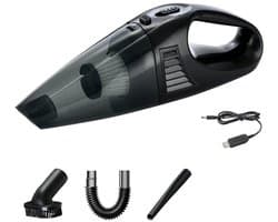 Handstofzuiger voor auto - draadloze mini stofzuiger voor snelle schoonmaak thuis en onderweg - zwart - 35 x 10 x 9,5 cm - ABS voor auto, bureau en bank