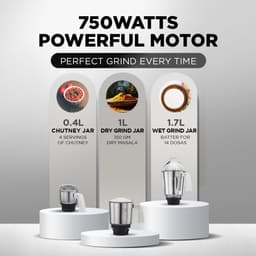 Krachtige Keukenmachine 750 Watt met 3 RVS Mengbekers — thumbnail 2