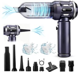 Glitzerlife - Handstofzuiger, Accu, Mini-Stofzuiger, Draadloos, 25000 Pa, Handstofzuiger, Sterk, 4-In-1 Autostofzuiger Met Borstelloze Motor, 3 Standen, DraagGlitzerlife -bare Stofzuiger Voor Auto - Grijs-Wit — thumbnail 1