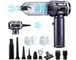 Glitzerlife - Handstofzuiger, Accu, Mini-Stofzuiger, Draadloos, 25000 Pa, Handstofzuiger, Sterk, 4-In-1 Autostofzuiger Met Borstelloze Motor, 3 Standen, DraagGlitzerlife -bare Stofzuiger Voor Auto - Grijs-Wit