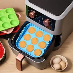 Set van 2 siliconen inlegvellen en muffinvorm voor airfryers-Herbruikbare anti-aanbak bakvormen met cupcake- en vierkante vormen, geschikt voor Instant Pots en airfryer ovens, gemakkelijk te verwijderen en schoon te maken, compatibel met mini quiches — thumbnail 6
