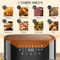 Grote heteluchtfriteuse 8L met 8 programma's en 1700W - Gezond Frituren — thumbnail 7