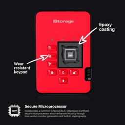 Beveiligde Externe Harde Schijf 1TB Rood - PIN Beveiliging & Hardware Encryptie — thumbnail 2