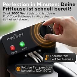 Friteuse met Koude Zone en Mandje - 3 Liter Inhoud - 2000W - Vaatwasserbestendige Onderdelen — thumbnail 3