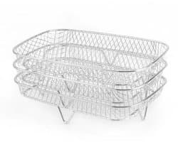 3-delige stapelbare airfryer-rekset — (19,4 x 13,5 x 4,2 cm) Rechthoekig torenontwerp, roestvrij staal, BBQ- & ovenaccessoires