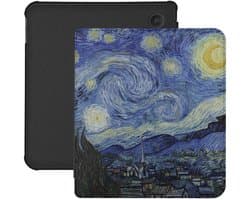 Lunso Geschikt voor Kobo Libra Colour hoes (7 inch) - Vegan Saffiano Leren sleepcover - Van Gogh Sterrennacht