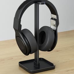 Moderne Headset Houder - Opbergrek Basis - Efficiënte Organisatie - Met Smartphone Slot - 103 x 103 x 238mm - Zwart — thumbnail 2