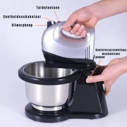 SAVI® Mixer met mengkom - Mixer - Mixer met mengkom keukenmachine - Zilver/Grijs- ‎24cmx 31cm x 20cm — thumbnail 2