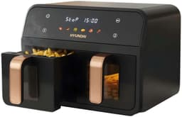 Hyundai Electronics - Digitale Airfryer Duo - Hetelucht friteuse - 6.2 Liter - Met dubbele mand en doorkijkvensters - Zwart met roségoud — thumbnail 6