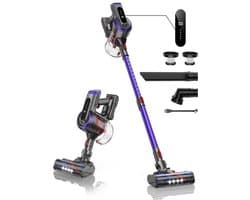 Steelstofzuiger - Vacuum Cleaner - Draadloze Stofzuiger- Kruimeldief Snoerloos - 450W - 38Kpa Zuigkracht - Handstofzuiger - met Touchscreen en 1.5L Stofreservoir - voor Tapijt, Vloer & Auto