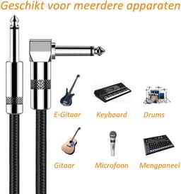 Gitaarkabel - Instrumentkabel - Kabel Gitaar - 3 Meter - 6,35mm - Haaks — thumbnail 3