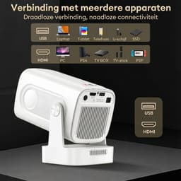 XGODY Gimbal 5 Pro Mini Beamer 2025 Editie - Smart Projector met 4K ondersteuning - Geschikt voor IOS en Android - WiFi 6 & Bluetooth 5.4 - Android 11.0 - Draagbaar - Thuisbioscoop - Wit — thumbnail 5