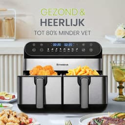 Jurrys Gezins airfryer - Dubbele airfryer - Heteluchtfriteuse - Inclusief Receptenboek - Gezond Koken - 2 Zones - 10L - Zwart — thumbnail 5