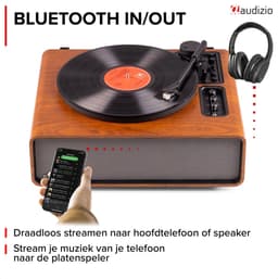 Premium platenspeler - Audizio Laredo - HiFi platenspeler met Bluetooth - LP speler - Houtlook — thumbnail 5