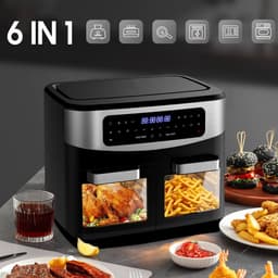 Dewelling KDFO-5511DTW 12L XXL Dual Zone Airfryer met Afneembare Scheidingswand – 2600W Heteluchtfriteuse met Kijkvenster – Sync Finish & Dual Cook — thumbnail 10