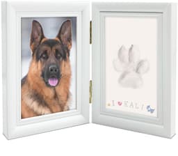 Grote Pootafdruk Frame voor Hond of Kat - Zachte Klei Kit en Houten Wit Foto Frame — thumbnail 1