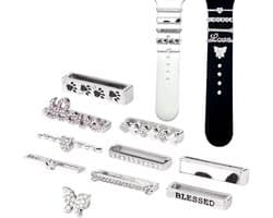 10 Stuks Horlogeband Bedels Set, Glitter Diamant Decoratie voor Smartwatch Bandjes