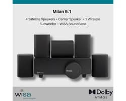 Milan 5.1 Draadloos Home Cinema Systeem - WiSA Technologie - Ultra-Lage Latentie - Compact Surround Sound Set - Zwart