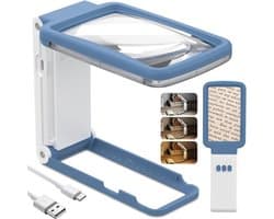 Oplaadbaar 10x Vergrootglas met Licht en Standaard, Echte Glazen Lens voor Lezen