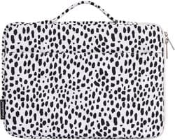 Laptophoes 15.6 Inch HV - Laptop Sleeve met Handvat - Panterprint Wit