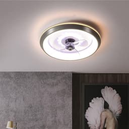 Plafond Ventilator - Lichtarmatuur - Verkoeling en Licht - Dimbaar met Afstandsbediening - 50cm Diameter - Zwart — thumbnail 4