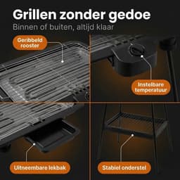 Cheqo® Elektrische Barbecue - Elektrische BBQ - Elektrische Grill - Elektrische Tafelgrill - Elektrische Tafelbarbecue - Elektrische Staande Barbecue - Elektrische BBQ met Standaard - Elektrische Grill met Standaard — thumbnail 3
